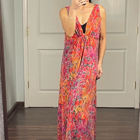 Natori  Pink Abstract Print Maxi Dress - Picture 3 of 10